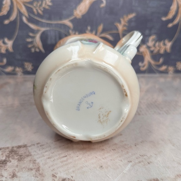 Antique Brandenburg Porcelain Mustache Shaving Mug Roses Gold Trim - Picture 8 of 9